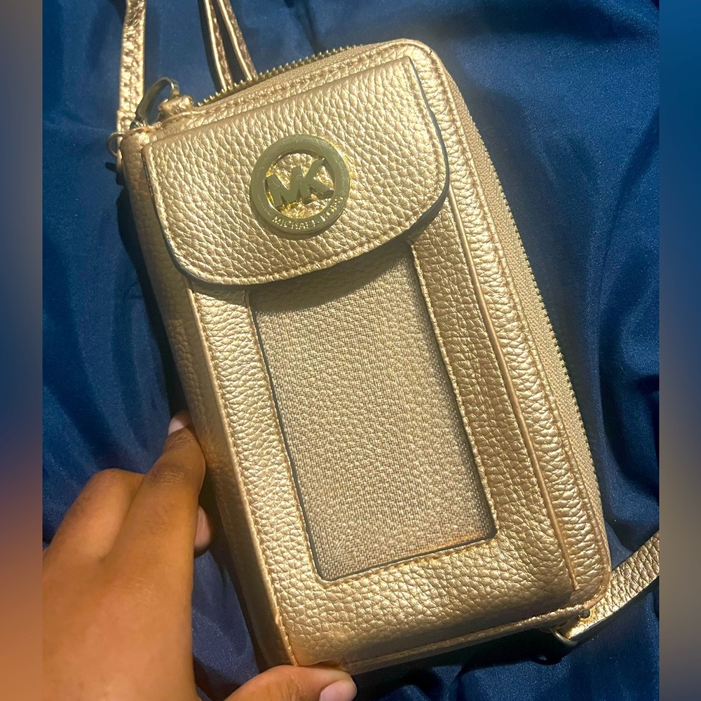 micheal kors brown and beige wallet/mini purse